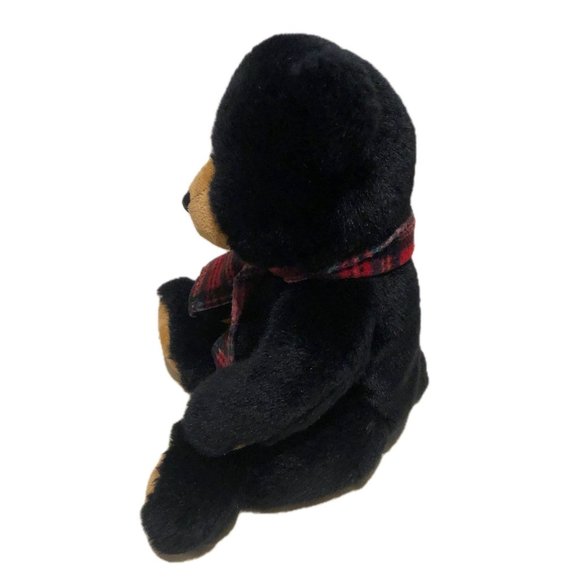 Ty Classic Plush Collection "Woodside" Black Bear Plaid Scarf 9.5"  2007 RETIRED - Picture 6 of 11